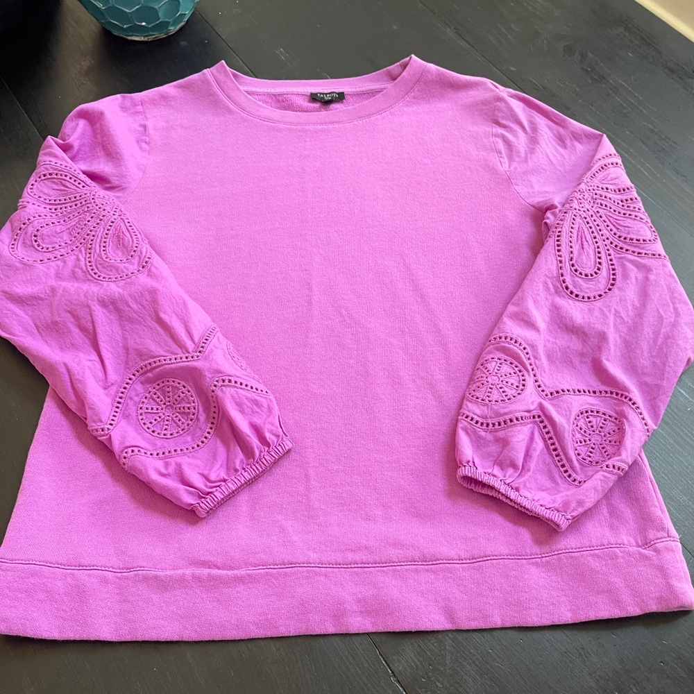 Talbots Pink Crew Neck embordiary sweat shirt